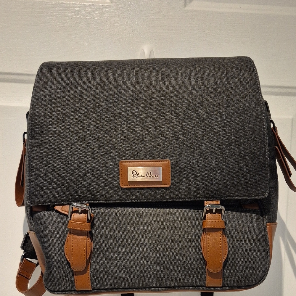 Silver Cross Charcoal and Brown Changing Bag w/ Washable Changing Pad